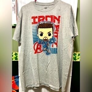 🎯Pop Tees Iron Man Avengers grey T-shirt